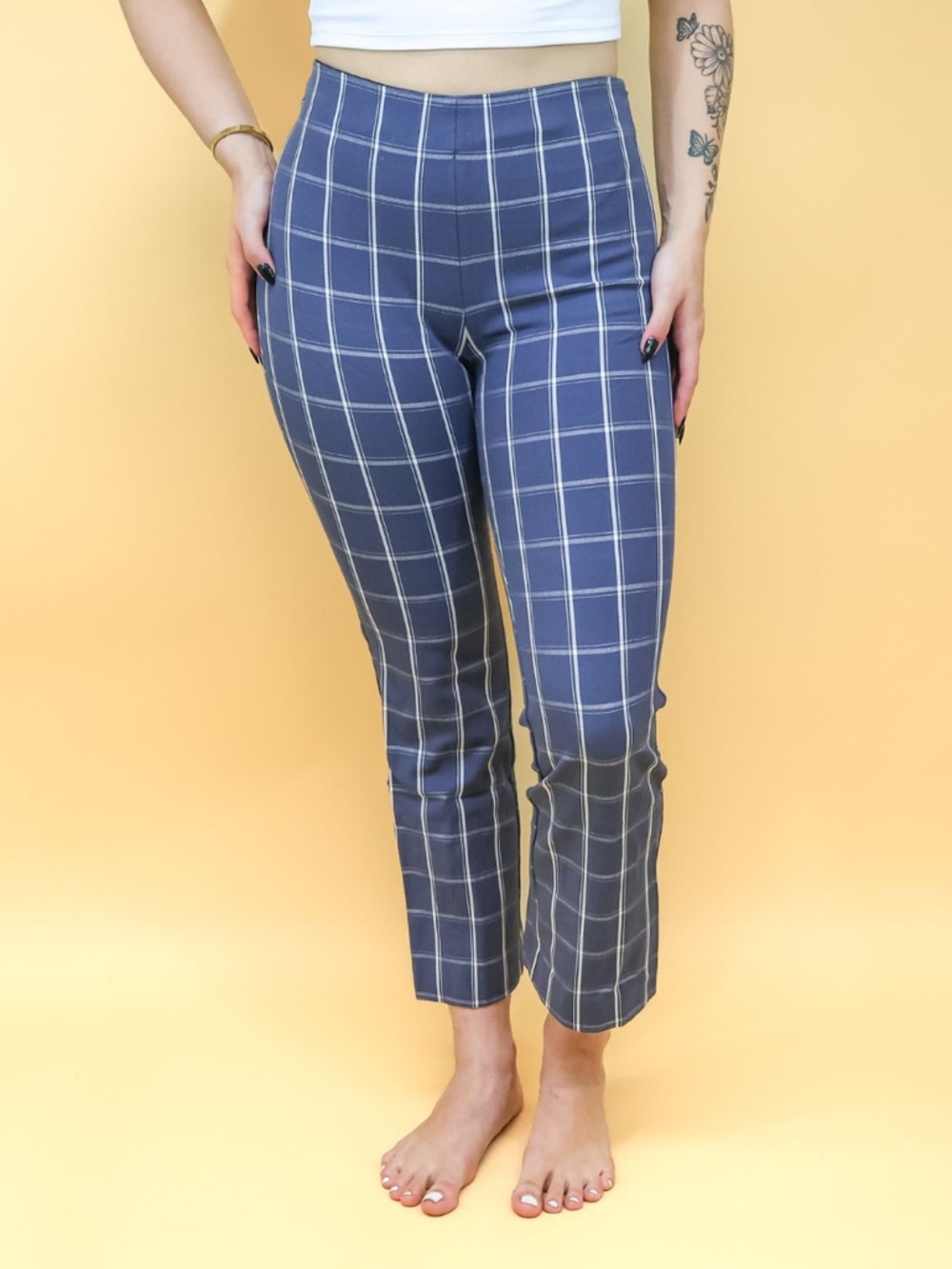 Target Blue Windowpane Cropped Pants